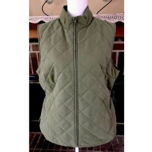 Orvis Green Quilted Full Zip Adjustable Vest Large